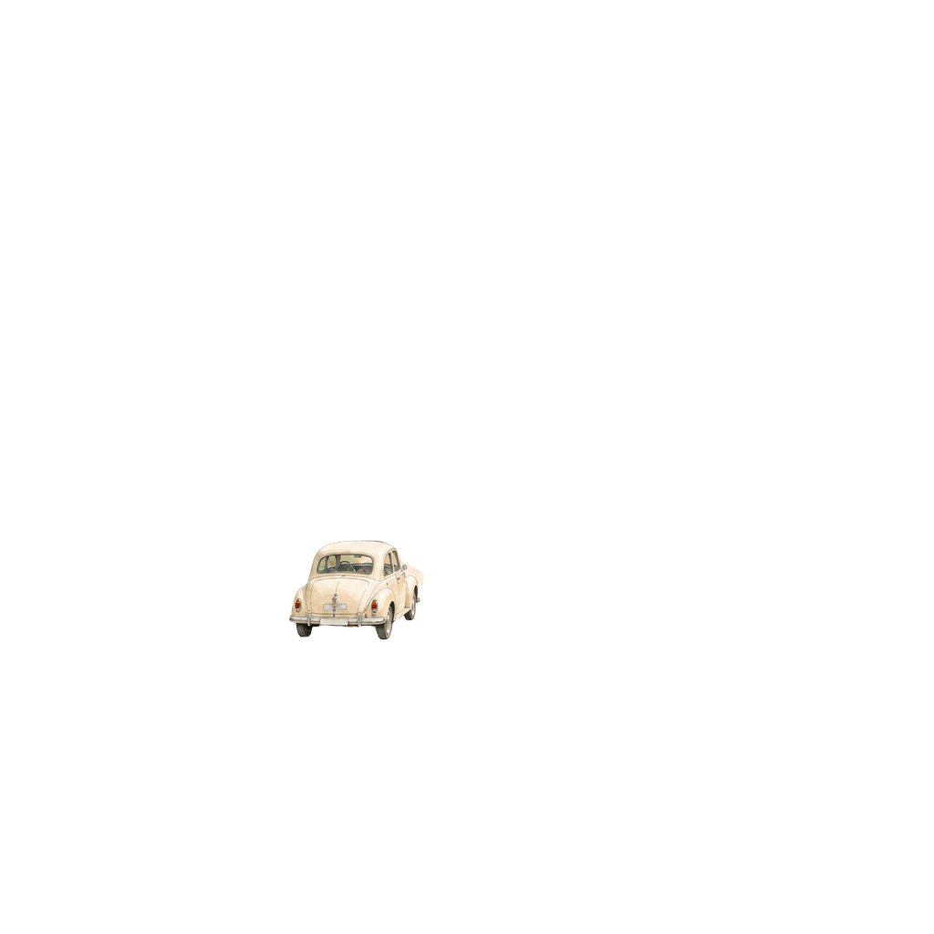 Vintage car on a country road